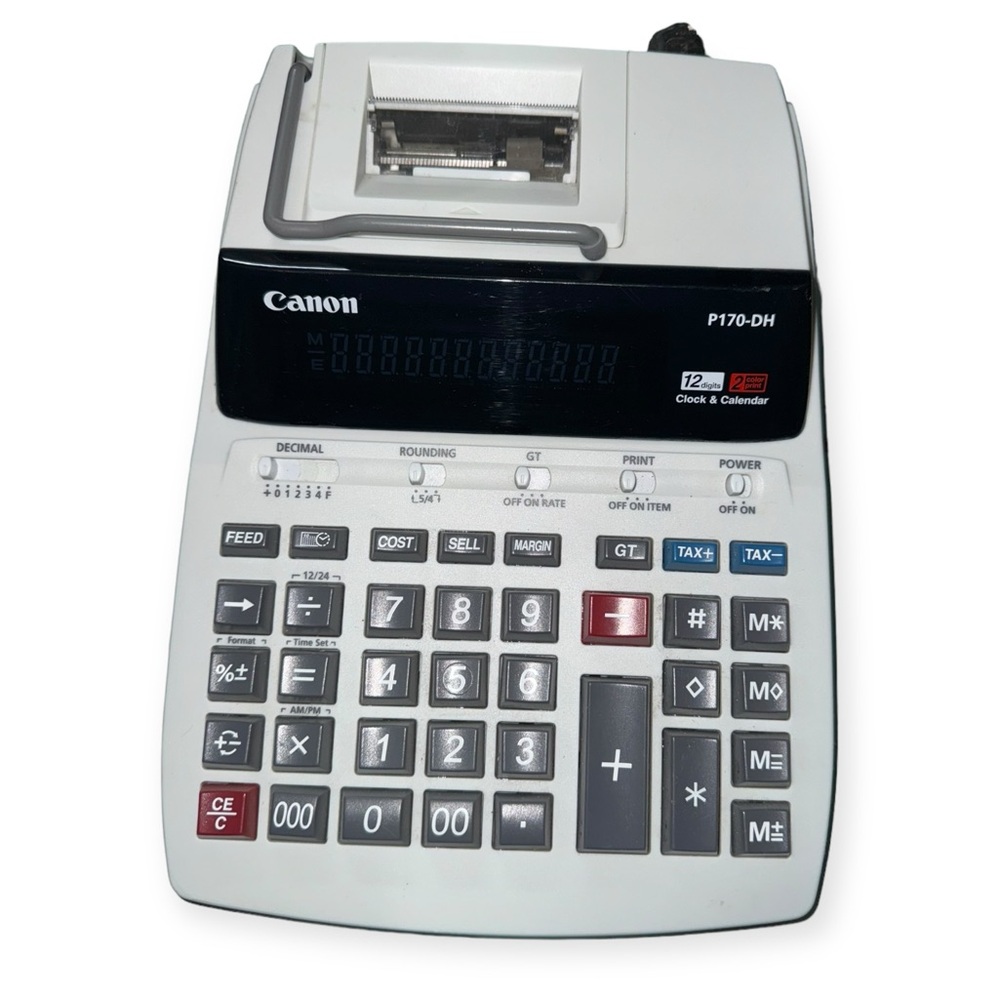 Canon P170-DH Clock & Calendar 12‎ Digits 2 Color Print Adding Machine